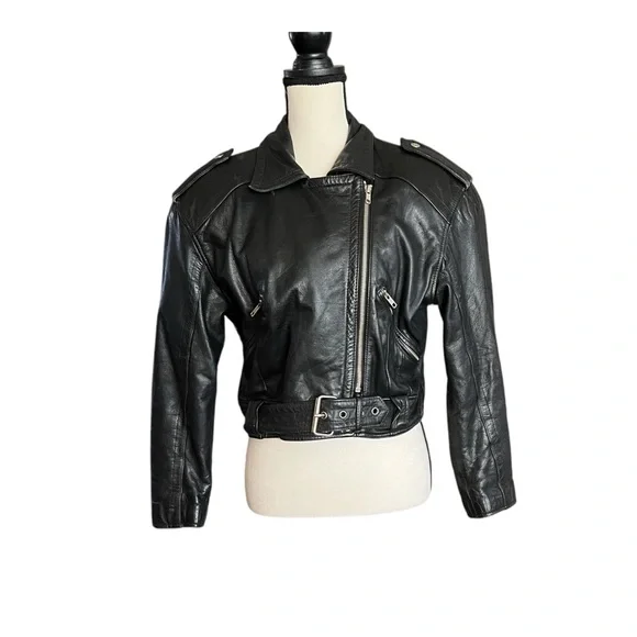 VTG. EXP Moto 100% Leather Crop Jacket. Sz.M - Picture 6 of 8